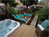 Outdoor Bathtub with Fire A Hot Tub Deck Fire Pit and Lush Patio