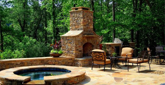 Outdoor Fireplace Bathtub Hot Tub Outdoor Fireplace and Kitchen Love It