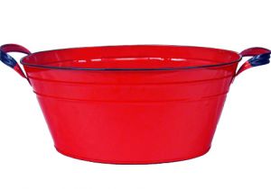 Outdoor Oval Bathtub Red Enamel Vintage Style Oval Beverage Tub