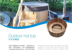 Outdoor Round Bathtub Round Wooden Bathtub with External Heater for 6 8 Person