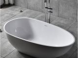 Oval Freestanding Bathtub with Center Drain Oval Freestanding soaking Bathtub Stone Resin with Center