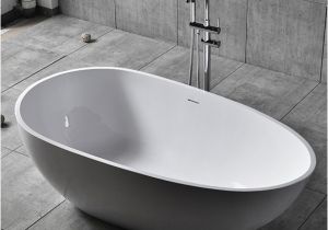 Oval Freestanding Bathtub with Center Drain Oval Freestanding soaking Bathtub Stone Resin with Center