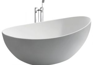 Oval Stand Alone Bathtub White Stand Alone Bathtub Stone Resin Matte Modern