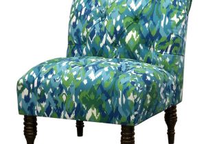 Overstock Blue Accent Chair Shop Blue Green Ikat Tufted Accent Chair Free Shipping