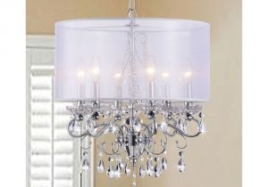 Overstock Lighting Chandeliers Allured Crystal Chandelier with White Fabric Shade Overstock Com