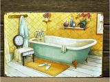 Painting for Bathtub "warm Bath" Metal Poster Vintage Tin Sign Home Bathroom