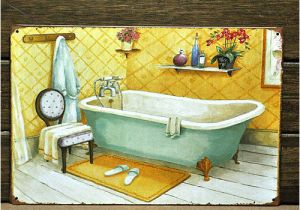 Painting for Bathtub "warm Bath" Metal Poster Vintage Tin Sign Home Bathroom