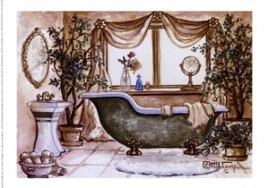 Painting for Bathtub Vintage Bathtub Lll Fine Art Print by Janet Kruskamp at