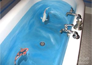 Painting the Bathtub Koi Fish Bath Tub Painting by Kathryn Donatelli