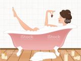 Painting Woman In Bathtub Illustration A Woman Taking A Relaxing Bath Stock