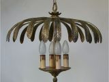 Palm Tree Light Fixture Vintage solid Gilt Bronze Palm Leaves Ceiling Light Chandelier
