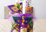Party City Mardi Gras Cake Decorations My Mardi Gras Centerpiece Glued Beads to Gold Spray Painted Bottles