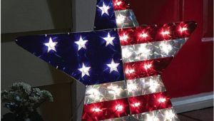 Patriotic Christmas Decorations Yard Metallic Stars Stripes Lighted Patriiotic Usa Flag Star Shaped
