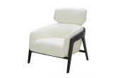 Pavilion White Leather Modern Accent Chair Modern White Leather Accent Chair with Dark Wood Legs