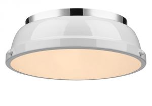 Pewter Light Fixtures Golden Lighting Duncan 2 Light Chrome Flushmount with White Shade