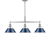 Pewter Light Fixtures Golden Lighting orwell Pw 3 Light Pewter Pendant with Navy Blue