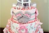 Pink and Gray Elephant Baby Shower Decorations Pink and Gray Baby Girl Elephant Diaper Cake Just Precious Baby