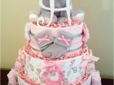 Pink and Gray Elephant Baby Shower Decorations Pink and Gray Baby Girl Elephant Diaper Cake Just Precious Baby