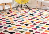 Pink area Rug 8×10 Nuloom Contemporary southwestern Bohemian Abstract Square Dots Cream