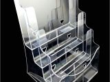 Plastic Wall Mounted Brochure Rack Plastic Acrylic Brochure Literature Clear A5 4 Tiers Pamphlet