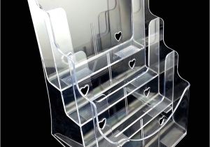 Plastic Wall Mounted Brochure Rack Plastic Acrylic Brochure Literature Clear A5 4 Tiers Pamphlet