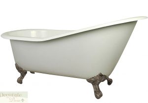 Porcelain Enamel Bathtubs 60" Slipper Bathtub Clawfoot Cast Iron Nickel Feet White