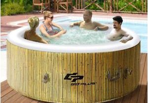Portable Heated Bathtub Spa 4 Persons Portable Heated Round Bubble Massage Spa