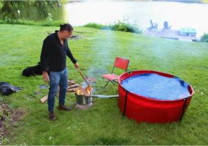 Portable Heated Bathtub This Portable Hot Tub Heated by Camp Fire Propane is A