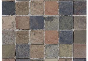 Premier Decor Chiaro Tumbled Tile Msi Mixed Color 12 In X 12 In X 10 Mm Tumbled Slate Mesh Mounted