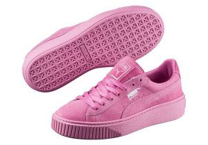Puma Suede Light Pink Womens Shoe Puma Basket Platform Reset Suede Sneaker 363313 02