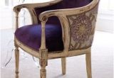 Purple and White Accent Chair Full Back Chair Navy Purple Front Deep Violet Damask Back