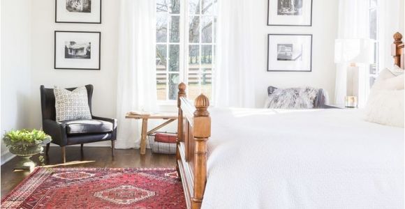 Putting Rugs Under Beds Bedroom White Walls White Bedding Antique Rug Seating