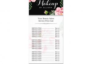 Rack Card Size In Mm Floral Makeup Artist Beauty Salon Girly Price List Rack Card