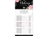 Rack Card Size In Pixels Floral Makeup Artist Beauty Salon Girly Price List Rack Card