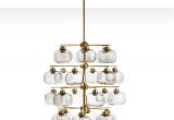 Ralph Lauren Crystal Glass Lamp Holger Johansson Chandelier with 24 Smoked Glass Shades Sweden