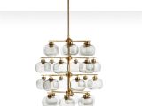 Ralph Lauren Crystal Glass Lamp Holger Johansson Chandelier with 24 Smoked Glass Shades Sweden