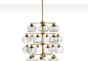 Ralph Lauren Crystal Glass Lamp Holger Johansson Chandelier with 24 Smoked Glass Shades Sweden