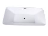 Rectangular Center Drain Bathtub 67" Rectangular soaking Freestanding Acrylic Bathtub White