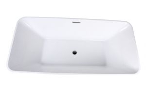 Rectangular Center Drain Bathtub 67" Rectangular soaking Freestanding Acrylic Bathtub White