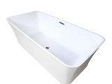 Rectangular Center Drain Bathtub 67" Rectangular soaking Freestanding Acrylic Bathtub White