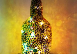 Recycled Glass Night Light Buy Hand Painted Light Bottle Multi Colored Circles Online India