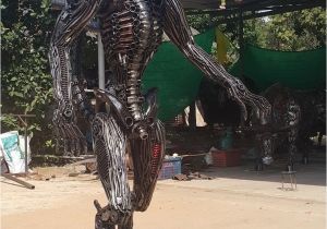 Recycled Metal Sculptures Garden Art Alien Statue Sculpture Lifesize Scrap Metal Art Metal Wall Art