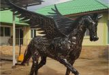 Recycled Metal Sculptures Garden Art Pegasus Statue Sculpture Life Size Scrap Metal Art Hurda Metal