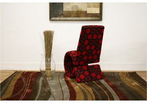Red Black and White Accent Chair forte Red and Black Patterned Fabric Accent Chair