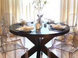 Renting Tables and Chairs Long island This Elegant Dining Room Features A Large Round Wood Dining Table