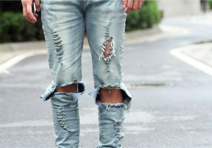 Ripped Jeans for Men Light Blue Best Quality Kanye West Represent Same Jeans Men Light Blue Black