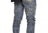 Ripped Jeans for Men Light Blue Krralinlin Mens Slim Fit Zipper Ripped Denim Skinny Jeans Casual