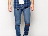 Ripped Jeans for Men Light Blue Lyst Cheap Monday Exclusive Tight Skinny Jeans with Ripped Knee In