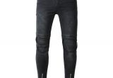 Ripped Jeans for Men Light Blue Online Cheap wholesale New Black Ripped Jeans Men with Holes Super