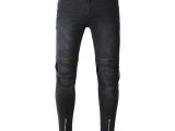 Ripped Jeans for Men Light Blue Online Cheap wholesale New Black Ripped Jeans Men with Holes Super